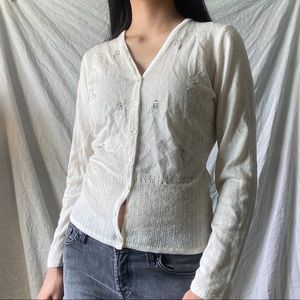 Vintage White Embroidered Cardigan